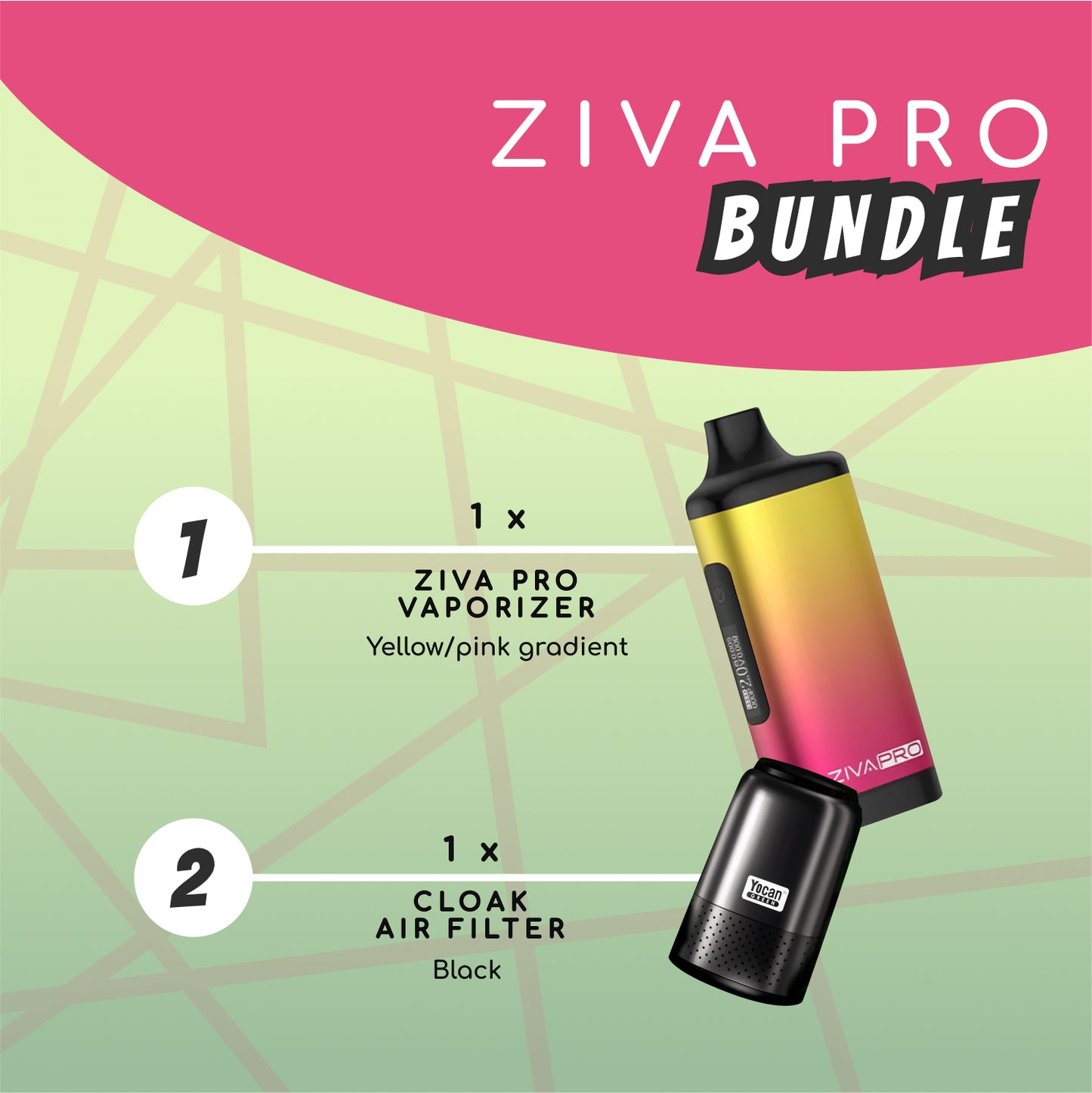 Yocan Ziva Pro BUNDLE - Yellow/pink